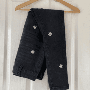 embroidered daisy flower jeans