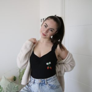 embroidered strawberry bodysuit
