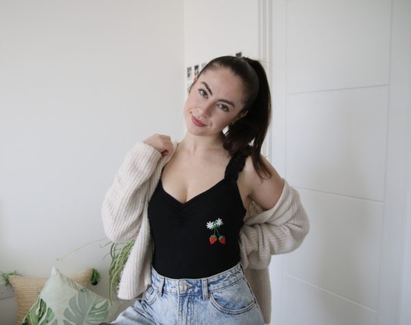 embroidered strawberry bodysuit