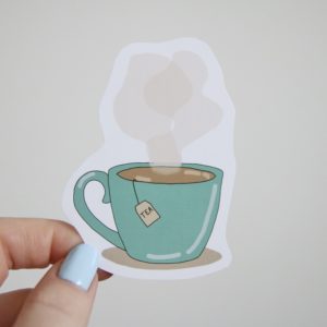 digitally hand drawn sticker of a cup of tea