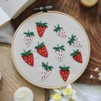 Strawberry fields embroidery hoop