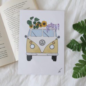 Yellow VW Camper Van print