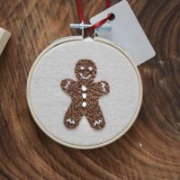 Hand embroidered gingerbread man