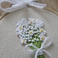 Hand embroidered gypsophila flowers