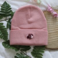 Pink & Purple Floral Beanie | Hand Embroidery by Zoë Ware